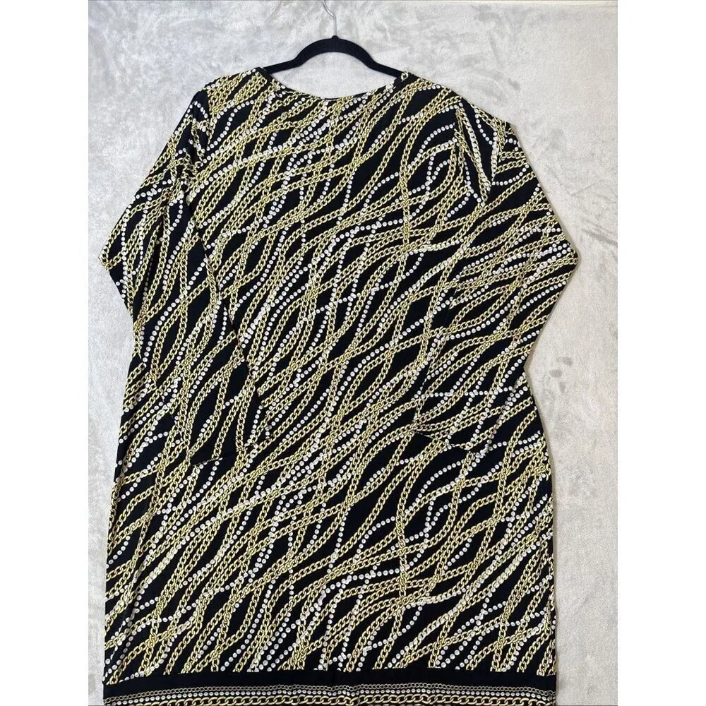 Michael Kors Chain Print Tunic Dress Black Gold Baroque Style Plus 2X